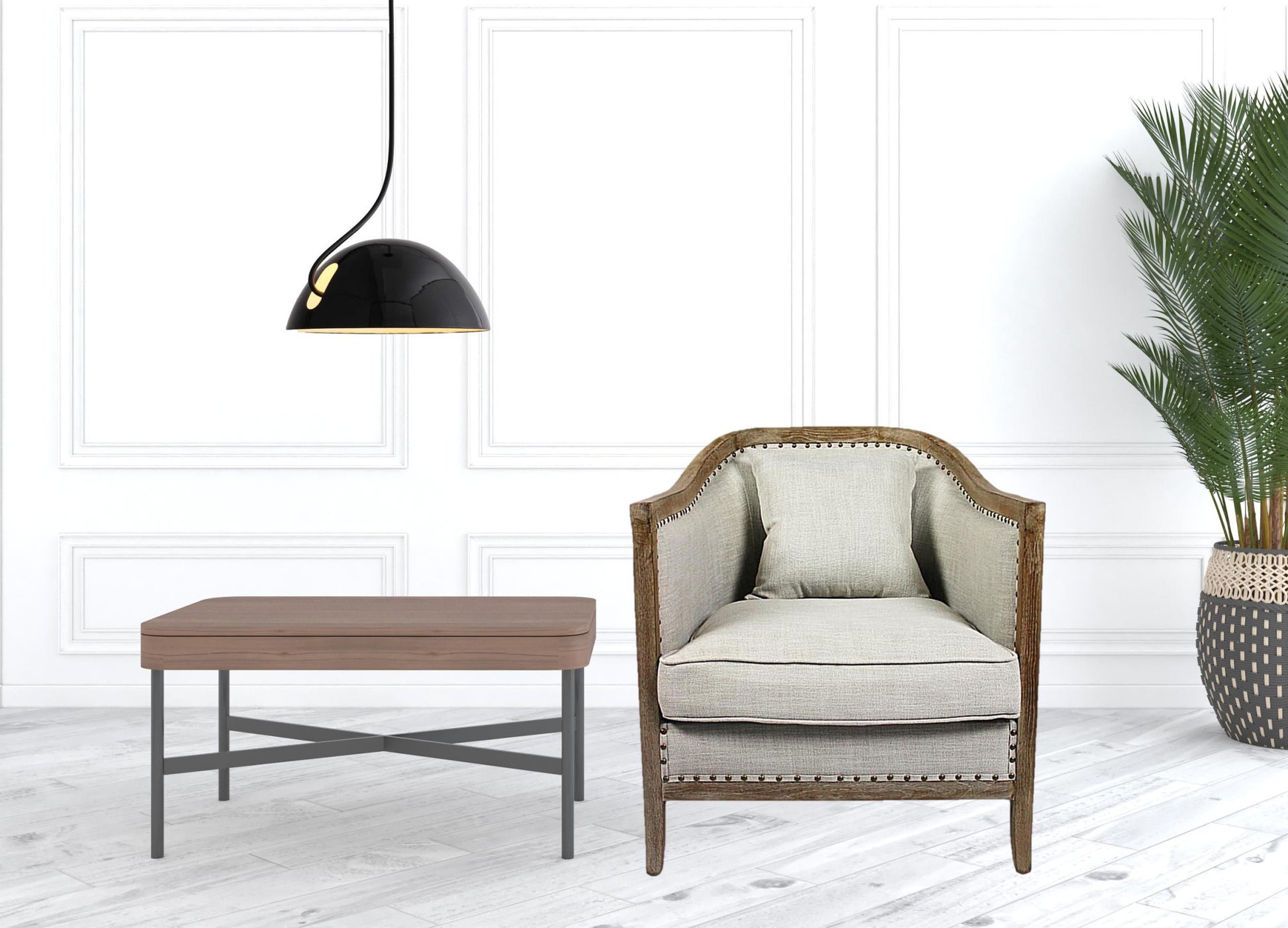 32" Natural Linen Solid Color Lounge Chair By Homeroots | Armchairs | Modishstore - 4