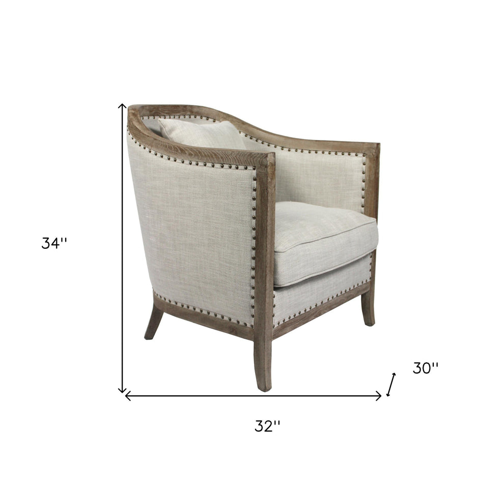32" Natural Linen Solid Color Lounge Chair By Homeroots | Armchairs | Modishstore - 5