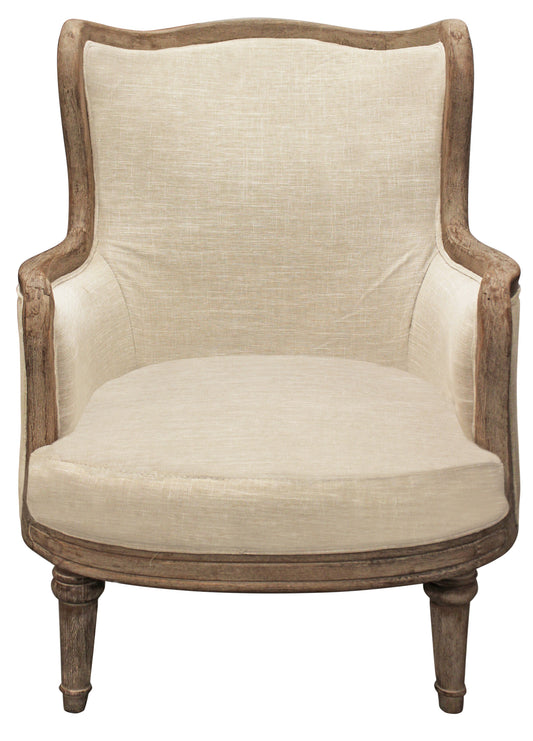 26" Ivory Linen And Natural Solid Color Arm Chair By Homeroots | Armchairs | Modishstore
