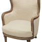 26" Ivory Linen And Natural Solid Color Arm Chair By Homeroots | Armchairs | Modishstore - 2