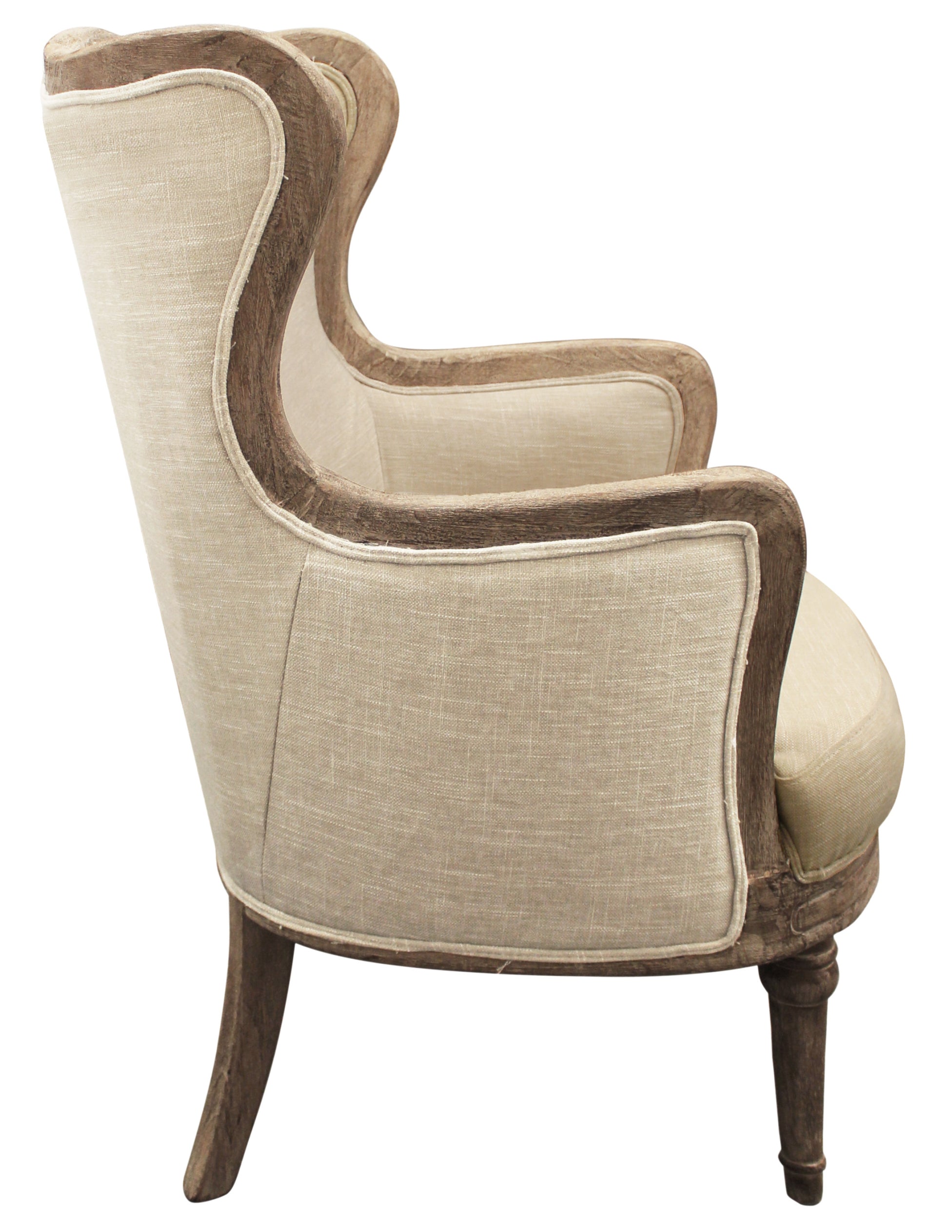 26" Ivory Linen And Natural Solid Color Arm Chair By Homeroots | Armchairs | Modishstore - 3