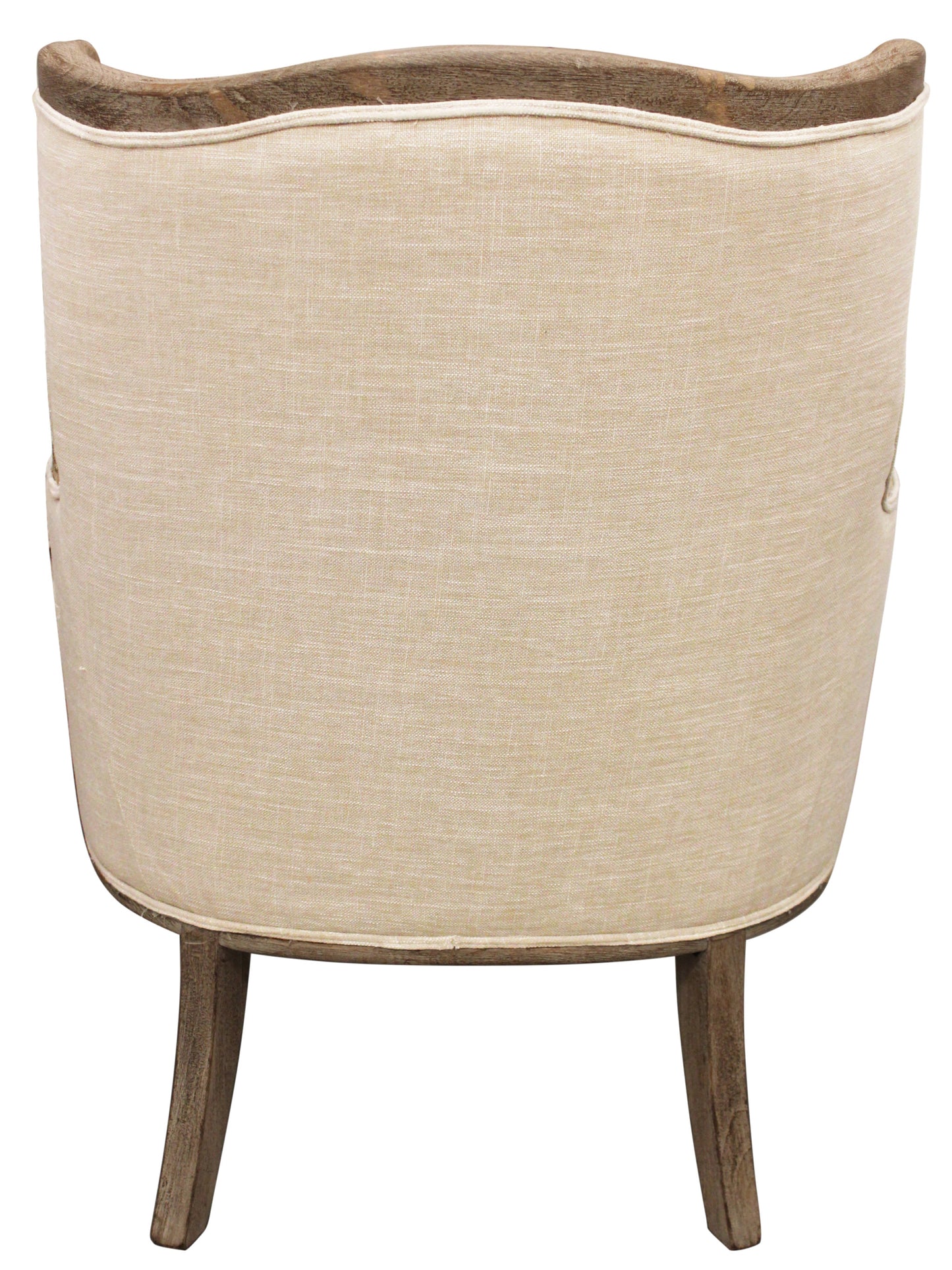 26" Ivory Linen And Natural Solid Color Arm Chair By Homeroots | Armchairs | Modishstore - 4