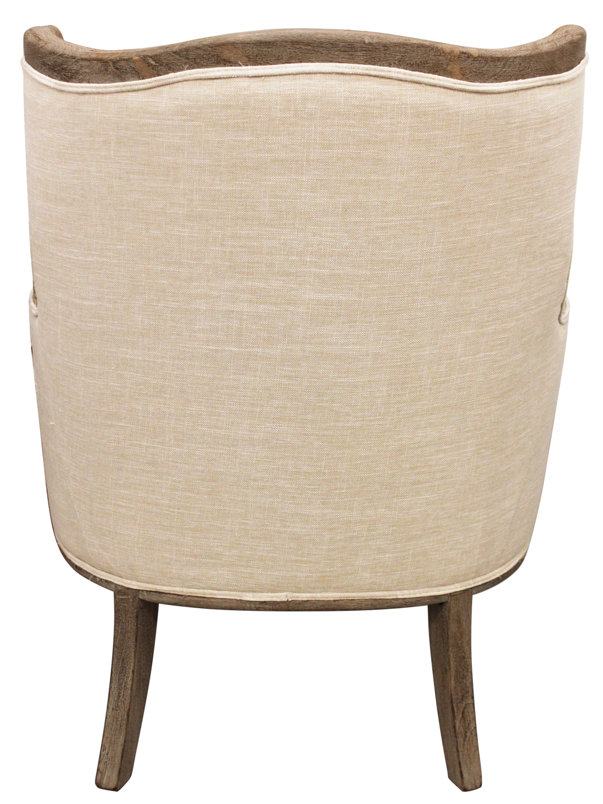 26" Ivory Linen And Natural Solid Color Arm Chair By Homeroots | Armchairs | Modishstore - 4