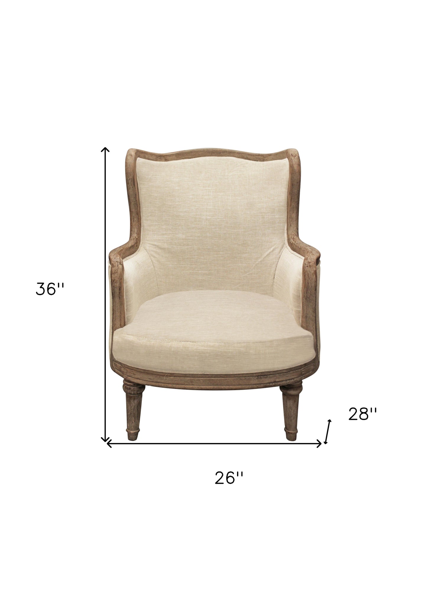 26" Ivory Linen And Natural Solid Color Arm Chair By Homeroots