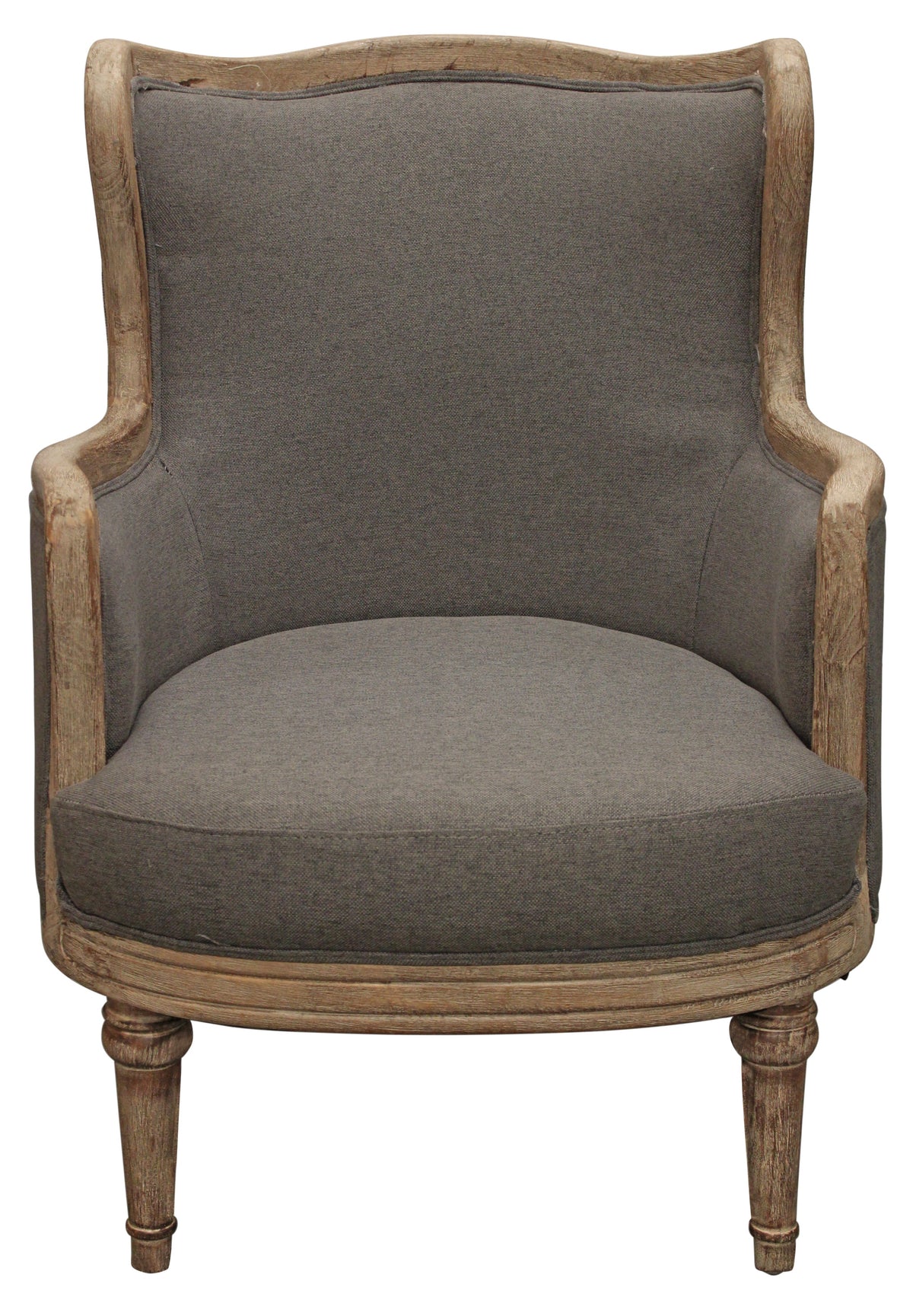 26" Gray Linen And Natural Solid Color Arm Chair By Homeroots | Armchairs | Modishstore