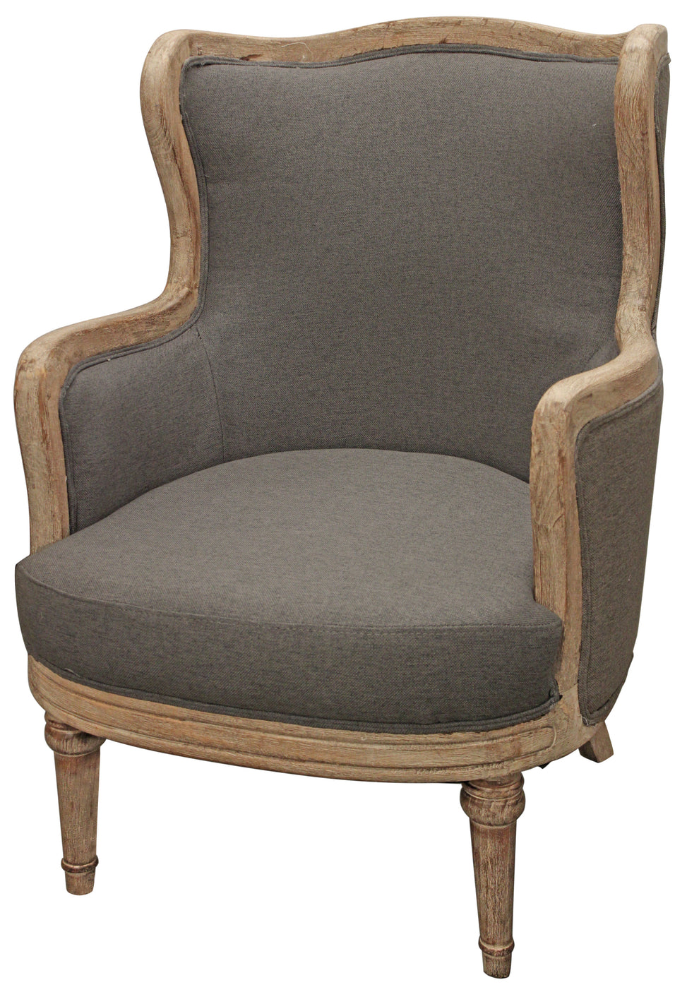 26" Gray Linen And Natural Solid Color Arm Chair By Homeroots | Armchairs | Modishstore - 2