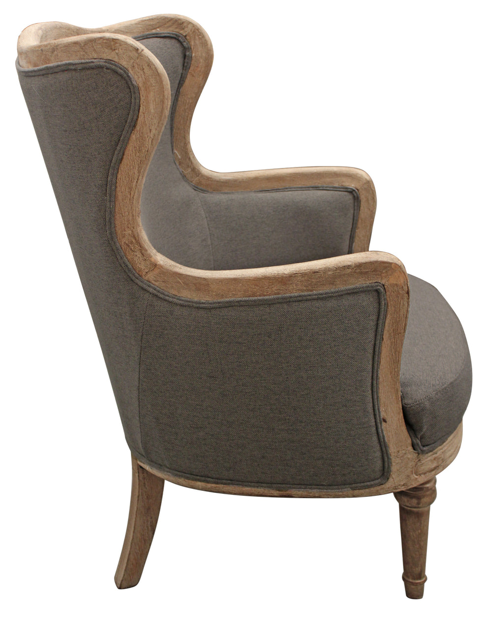26" Gray Linen And Natural Solid Color Arm Chair By Homeroots | Armchairs | Modishstore - 3