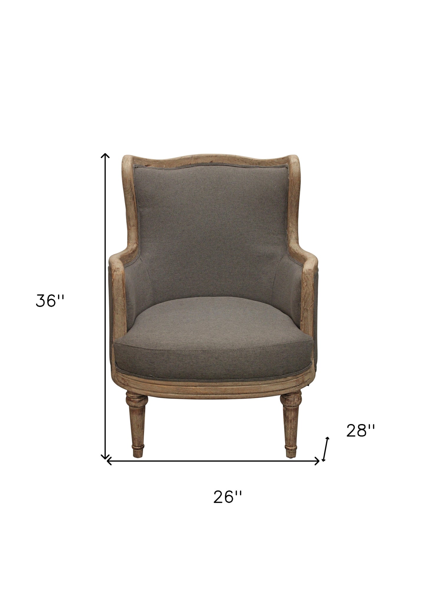 26" Gray Linen And Natural Solid Color Arm Chair By Homeroots