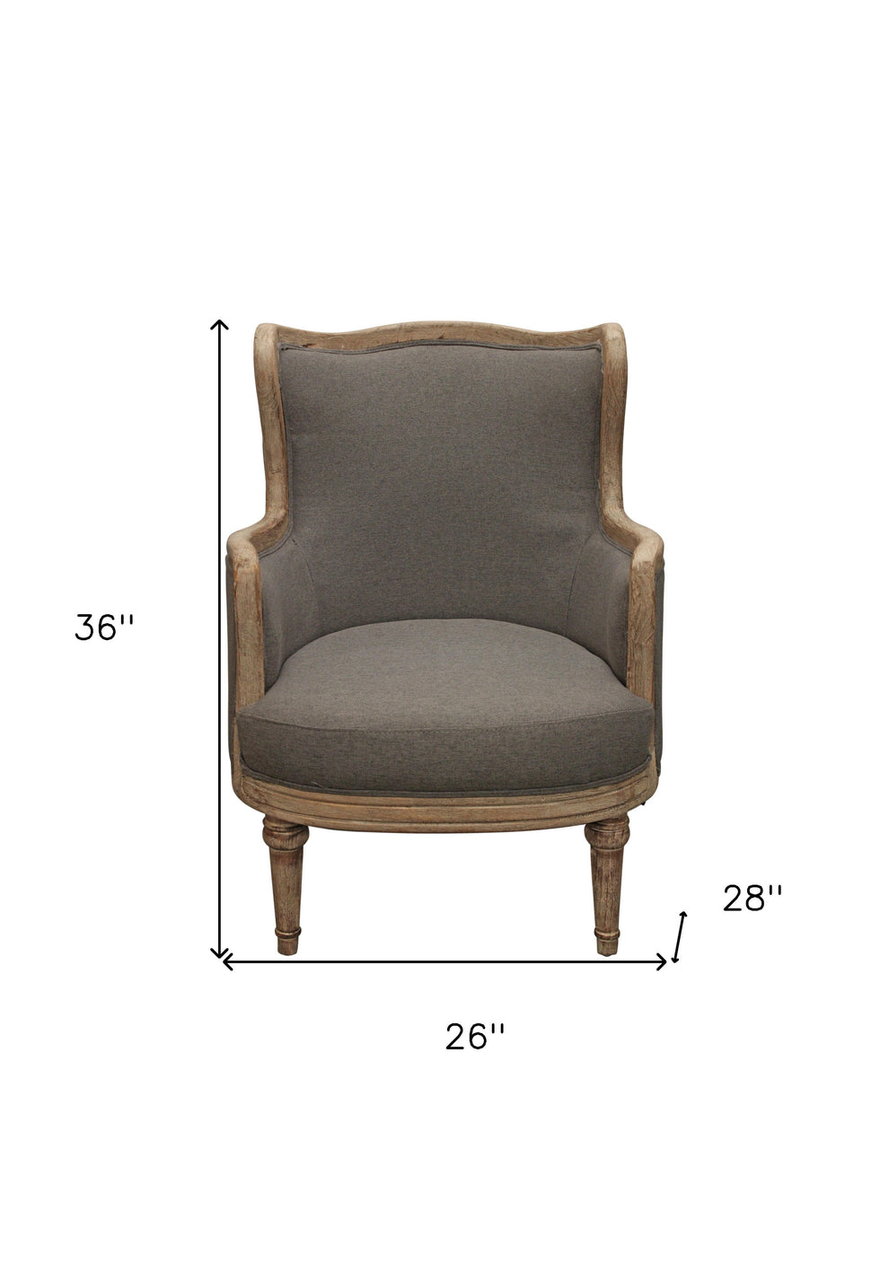 26" Gray Linen And Natural Solid Color Arm Chair By Homeroots | Armchairs | Modishstore - 7