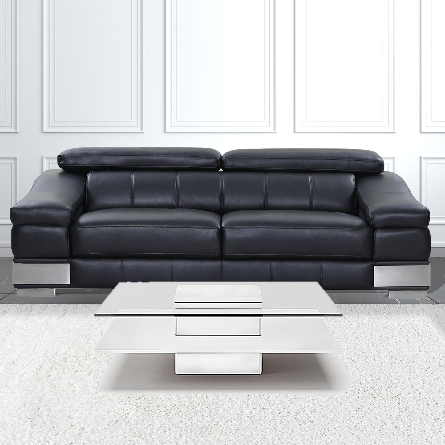 39" White And Clear Glass Square Coffee Table With Shelf By Homeroots | Coffee Tables | Modishstore - 2