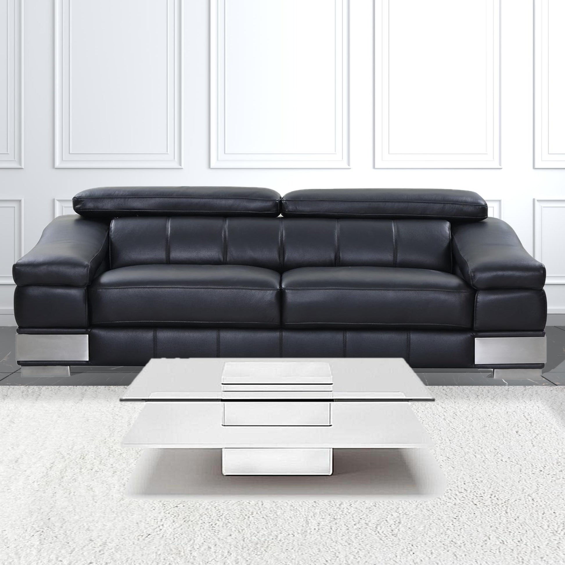 39" White And Clear Glass Square Coffee Table With Shelf By Homeroots | Coffee Tables | Modishstore - 2