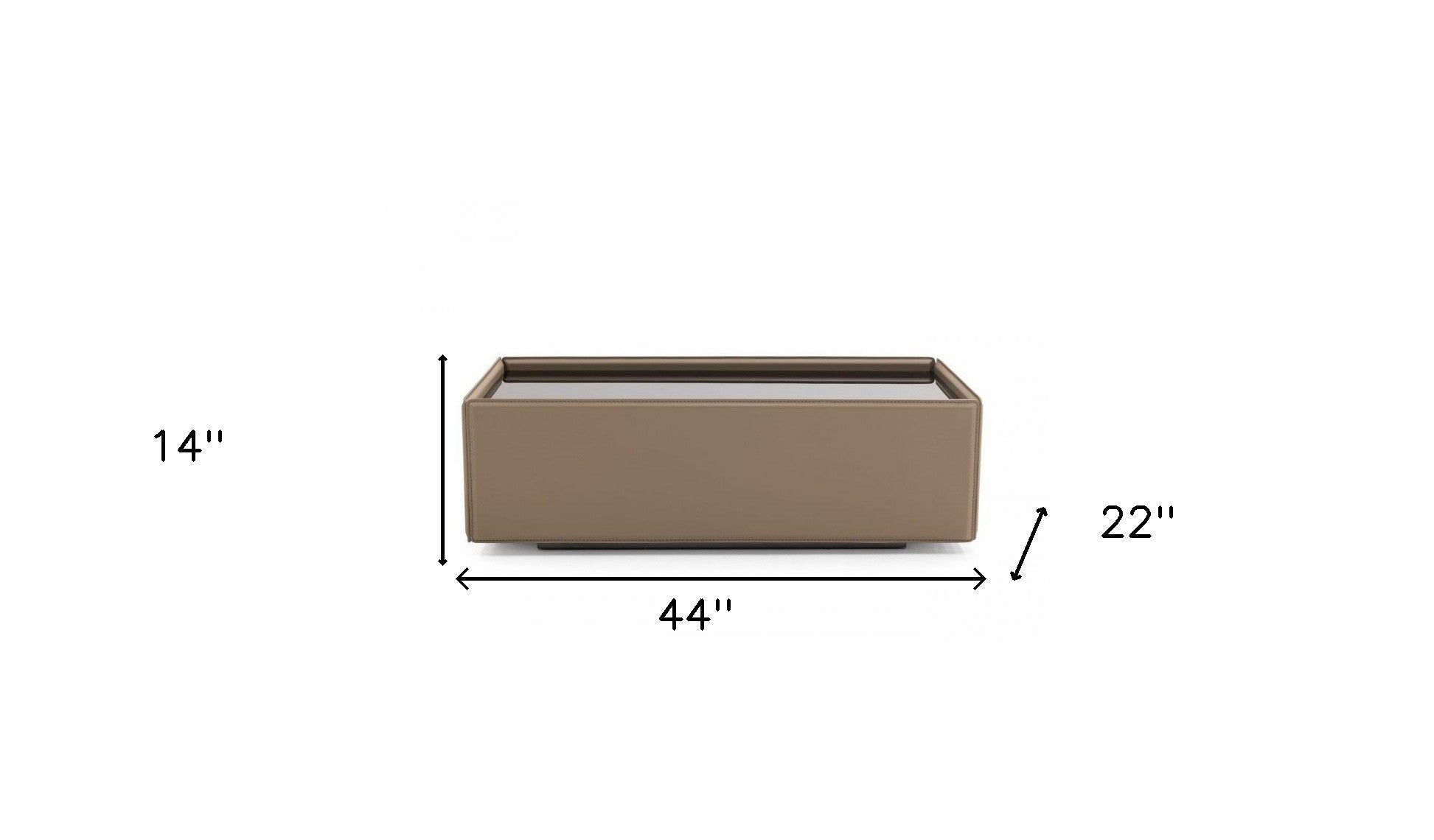 44" Beige And Black Faux Leather and Glass Rectangular Coffee Table By Homeroots | Coffee Tables | Modishstore - 4