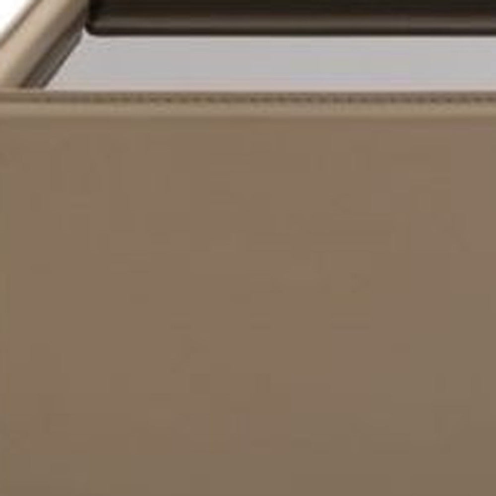 44" Beige And Black Faux Leather and Glass Rectangular Coffee Table By Homeroots | Coffee Tables | Modishstore - 5