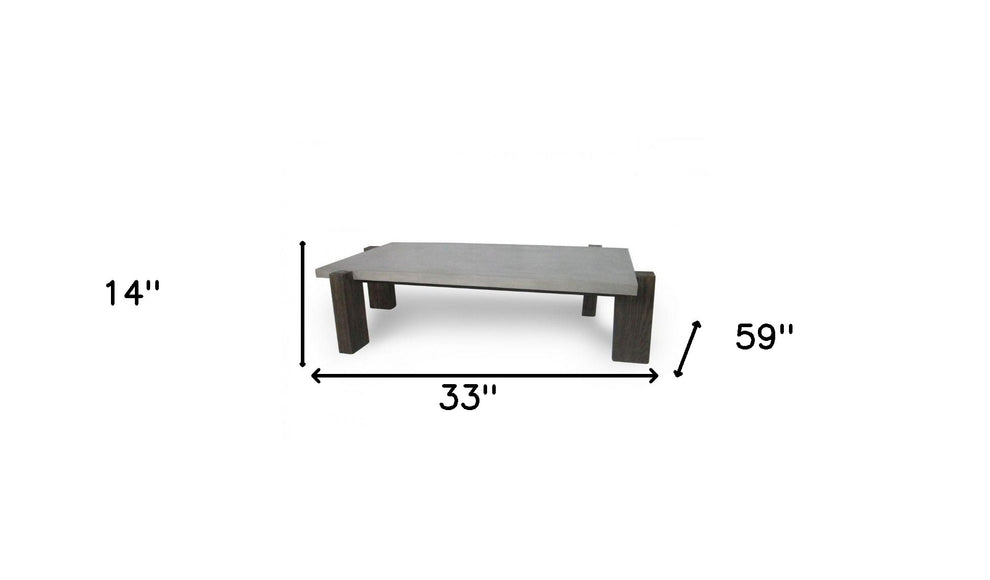 33" Walnut And Dark Grey Concrete Rectangular Coffee Table By Homeroots | Coffee Tables | Modishstore - 8