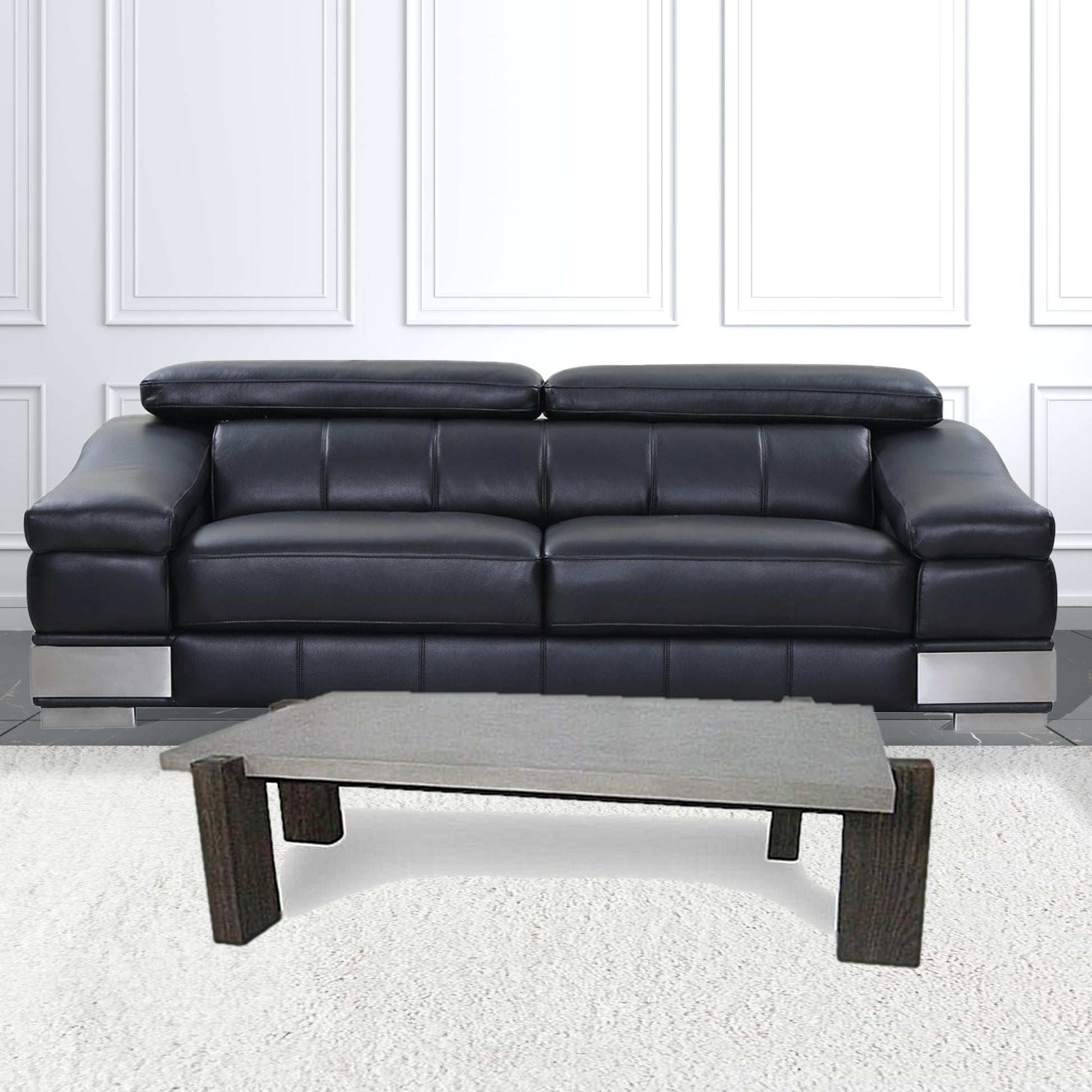 33" Walnut And Dark Grey Concrete Rectangular Coffee Table By Homeroots | Coffee Tables | Modishstore - 5