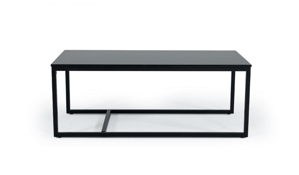 47" Black And Black Marble Stone Rectangular Coffee Table By Homeroots | Coffee Tables | Modishstore