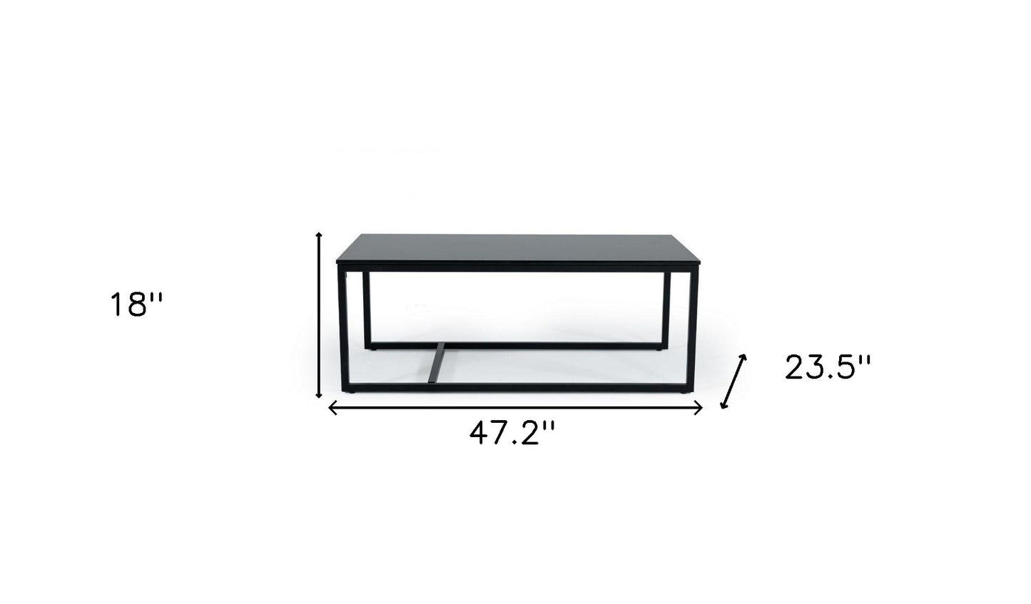 47" Black And Black Marble Stone Rectangular Coffee Table By Homeroots | Coffee Tables | Modishstore - 7