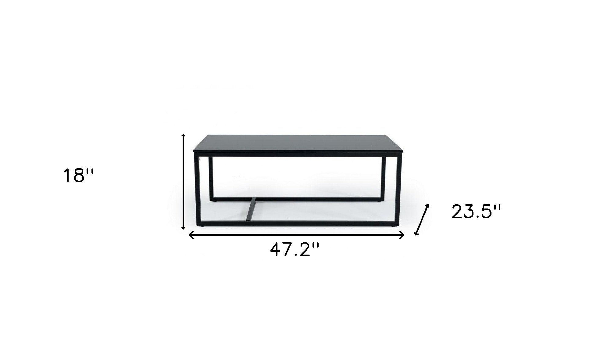 47" Black And Black Marble Stone Rectangular Coffee Table By Homeroots | Coffee Tables | Modishstore - 7
