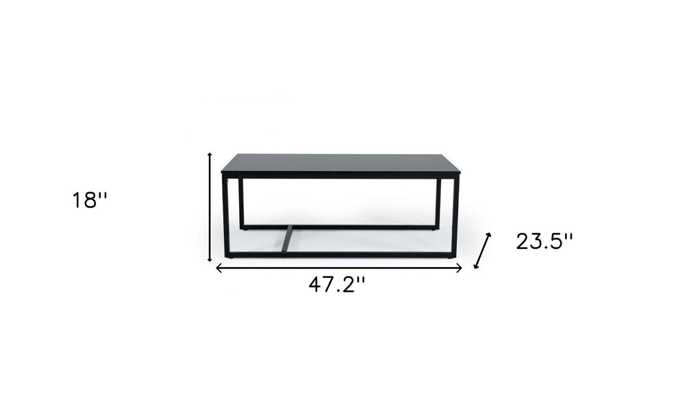 47" Black And Black Marble Stone Rectangular Coffee Table By Homeroots | Coffee Tables | Modishstore - 7