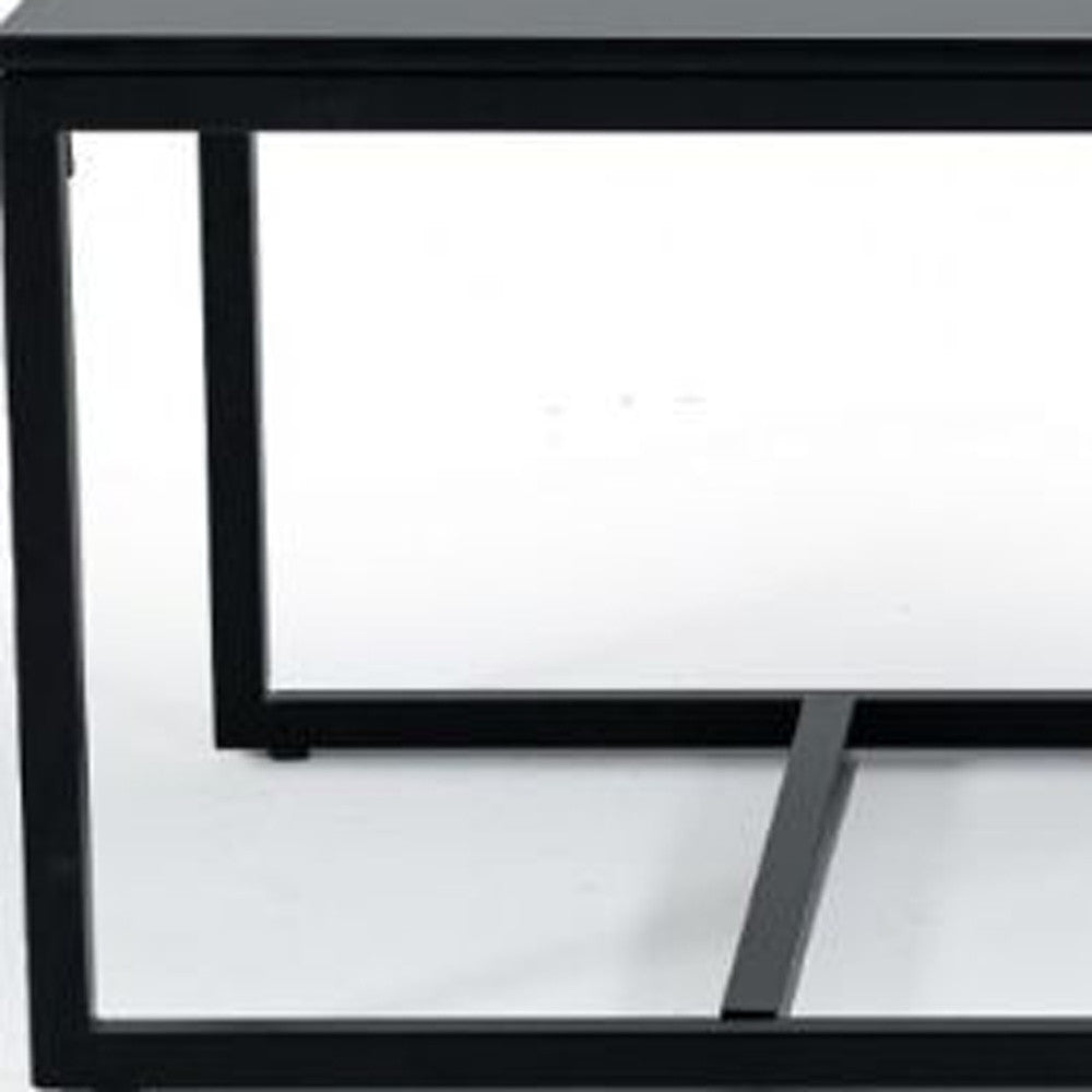 47" Black And Black Marble Stone Rectangular Coffee Table By Homeroots | Coffee Tables | Modishstore - 6