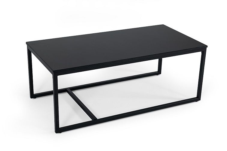 47" Black And Black Marble Stone Rectangular Coffee Table By Homeroots | Coffee Tables | Modishstore - 3