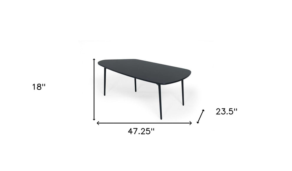47" Black And Black Marble Stone Free Form Coffee Table By Homeroots | Coffee Tables | Modishstore - 7