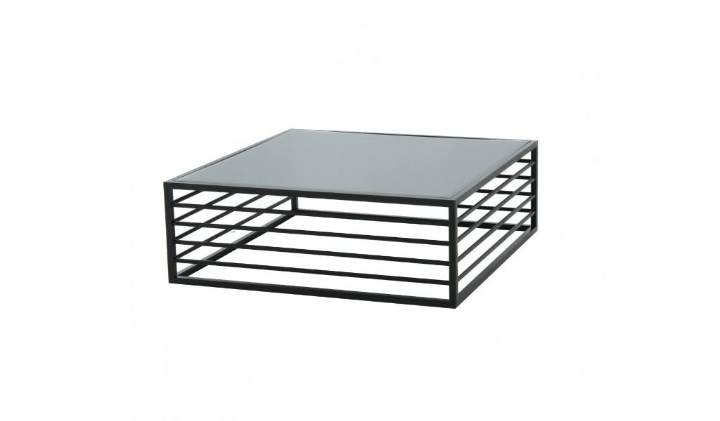 43" Black And Smoked Glass Square Coffee Table By Homeroots | Coffee Tables | Modishstore