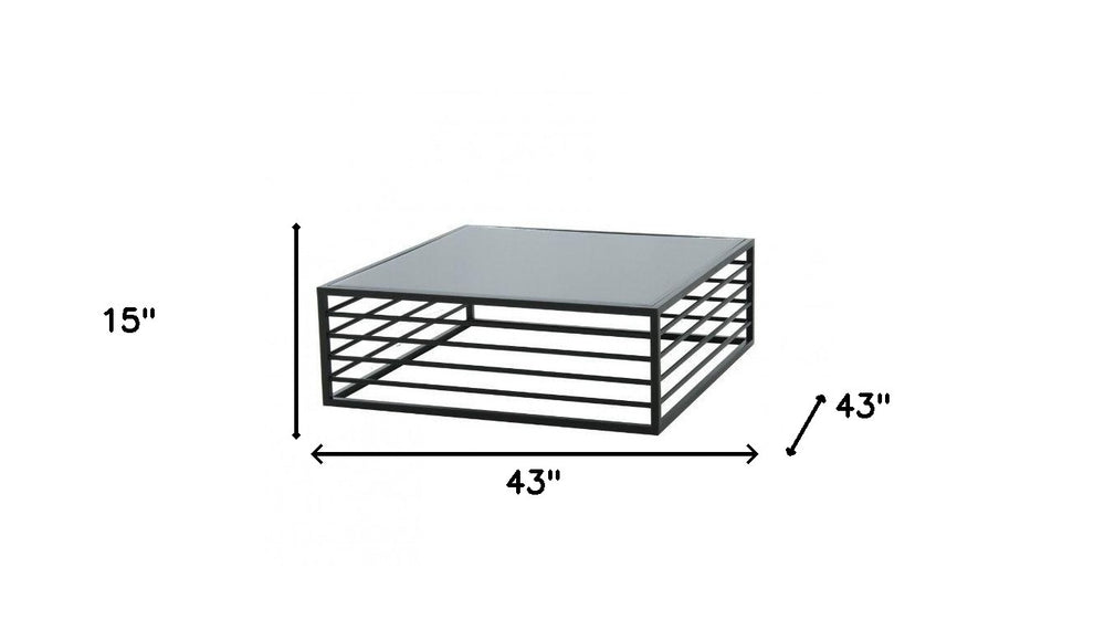 43" Black And Smoked Glass Square Coffee Table By Homeroots | Coffee Tables | Modishstore - 6