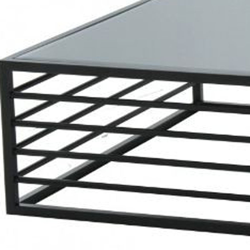 43" Black And Smoked Glass Square Coffee Table By Homeroots | Coffee Tables | Modishstore - 5