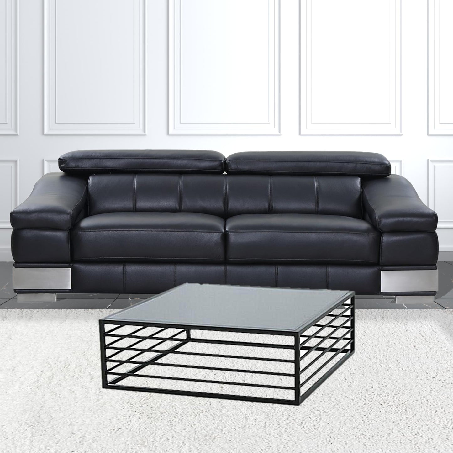 43" Black And Smoked Glass Square Coffee Table By Homeroots | Coffee Tables | Modishstore - 3