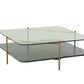 43" Gold And Clear Glass Square Coffee Table With Shelf By Homeroots | Coffee Tables | Modishstore