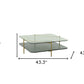 43" Gold And Clear Glass Square Coffee Table With Shelf By Homeroots | Coffee Tables | Modishstore - 5
