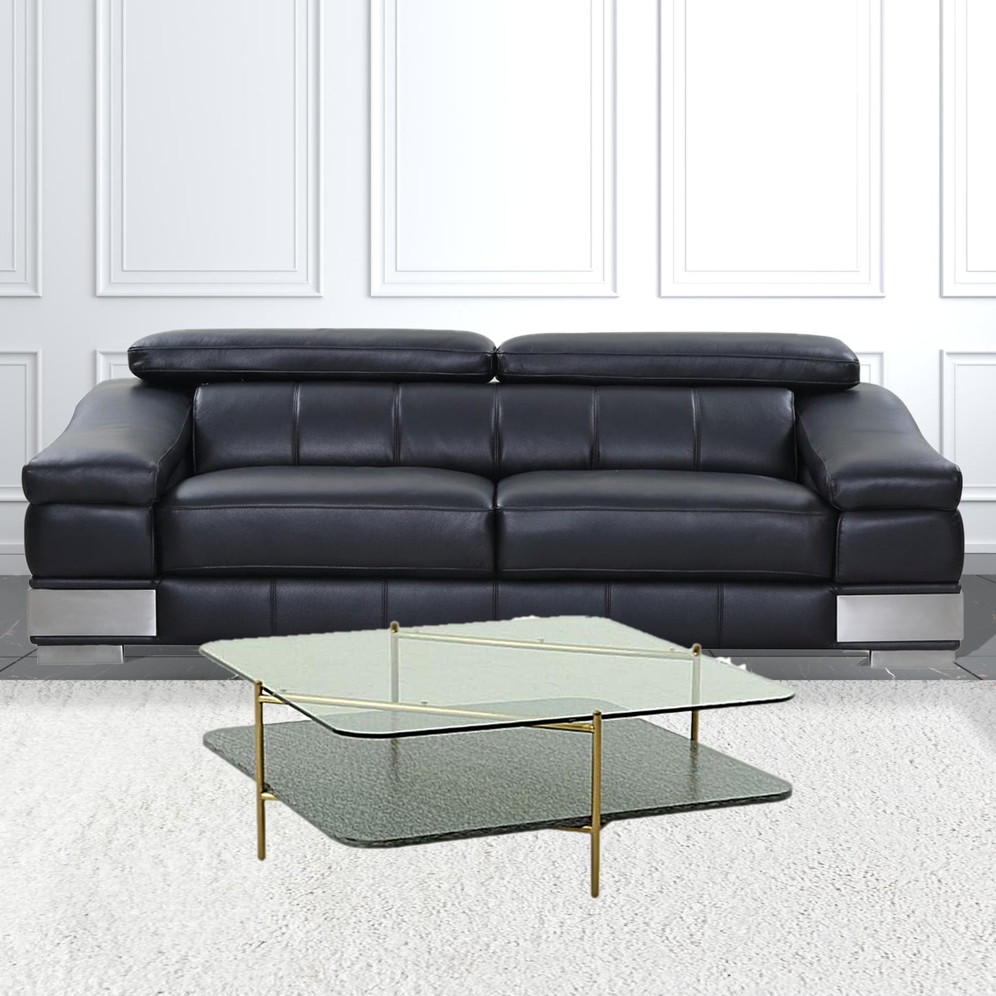 43" Gold And Clear Glass Square Coffee Table With Shelf By Homeroots | Coffee Tables | Modishstore - 2
