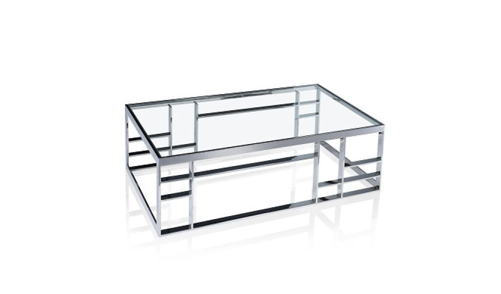 47" Silver And Clear Glass Rectangular Coffee Table By Homeroots | Coffee Tables | Modishstore