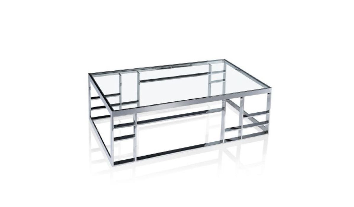 47" Silver And Clear Glass Rectangular Coffee Table By Homeroots | Coffee Tables | Modishstore - 3