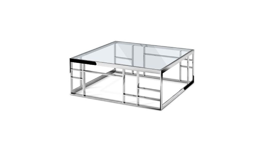 40" Silver And Clear Glass Square Coffee Table By Homeroots | Coffee Tables | Modishstore