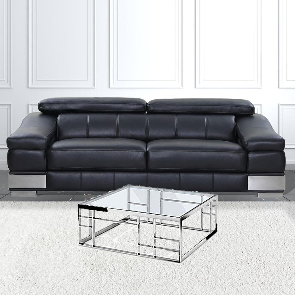 40" Silver And Clear Glass Square Coffee Table By Homeroots | Coffee Tables | Modishstore - 2