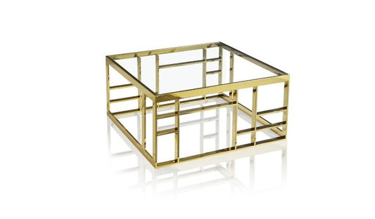40" Gold And Clear Glass Square Coffee Table By Homeroots