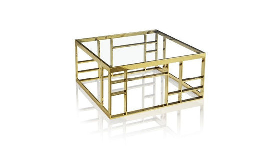 40" Gold And Clear Glass Square Coffee Table By Homeroots | Coffee Tables | Modishstore