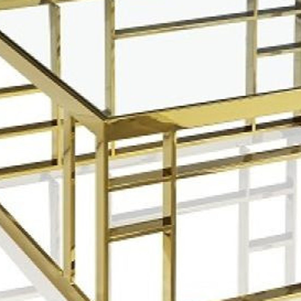 40" Gold And Clear Glass Square Coffee Table By Homeroots | Coffee Tables | Modishstore - 3