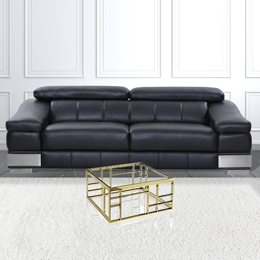 40" Gold And Clear Glass Square Coffee Table By Homeroots | Coffee Tables | Modishstore - 2