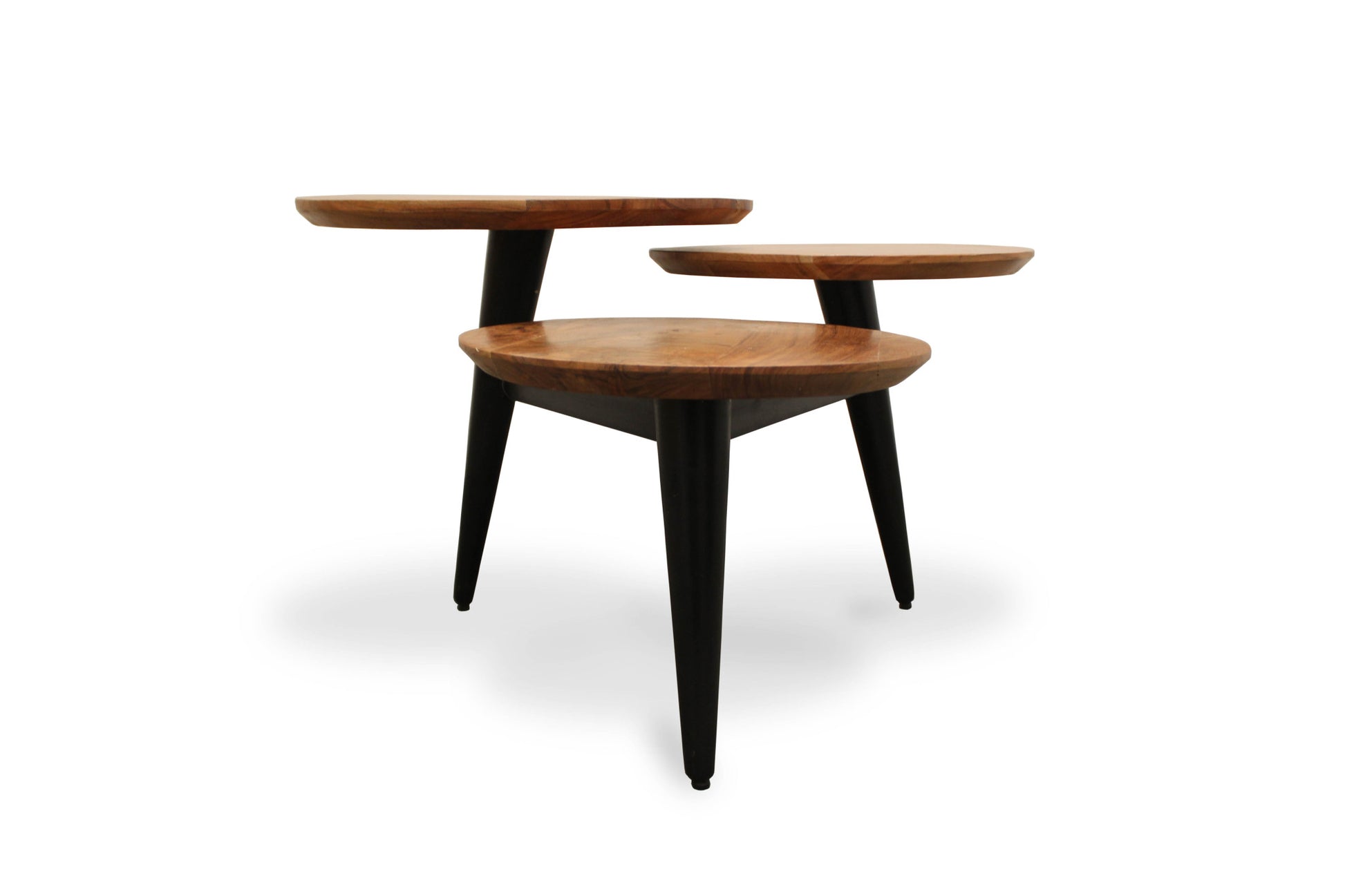 35" Black And Natural Brown Solid Wood Round Distressed Coffee Table By Homeroots | Coffee Tables | Modishstore