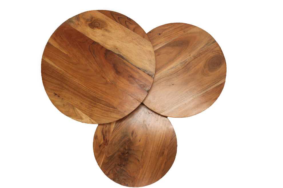 35" Black And Natural Brown Solid Wood Round Distressed Coffee Table By Homeroots | Coffee Tables | Modishstore - 4