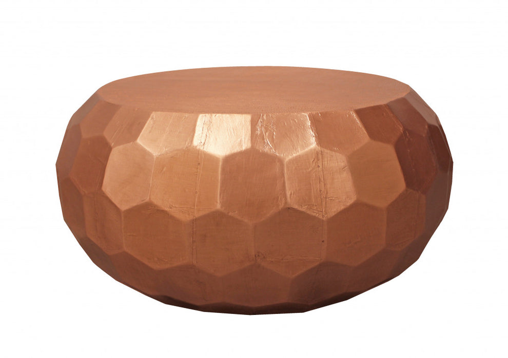 28" Rustic Copper Brass Hexagon Coffee Table By Homeroots | Coffee Tables | Modishstore - 2