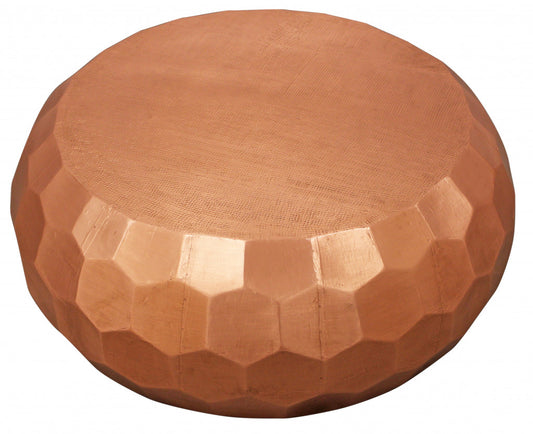 28" Rustic Copper Brass Hexagon Coffee Table By Homeroots
