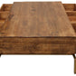 56" Brass And Brown Solid Wood Rectangular Distressed Storage Coffee Table By Homeroots