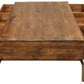 56" Brass And Brown Solid Wood Rectangular Distressed Storage Coffee Table By Homeroots | Coffee Tables | Modishstore - 6