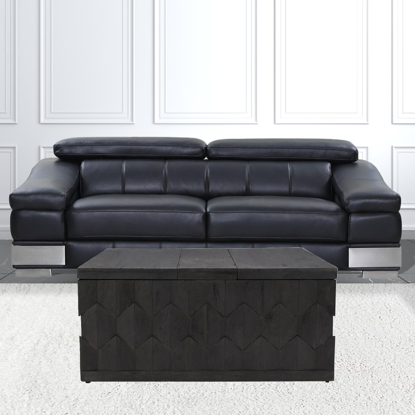 40" Dark Gray Solid Wood Square Distressed Coffee Table By Homeroots | Coffee Tables | Modishstore - 5