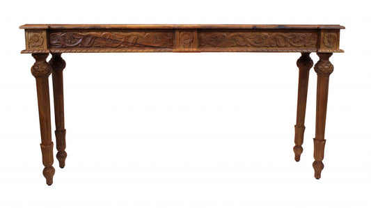 54" Brown Solid Wood Distressed Console Table By Homeroots
