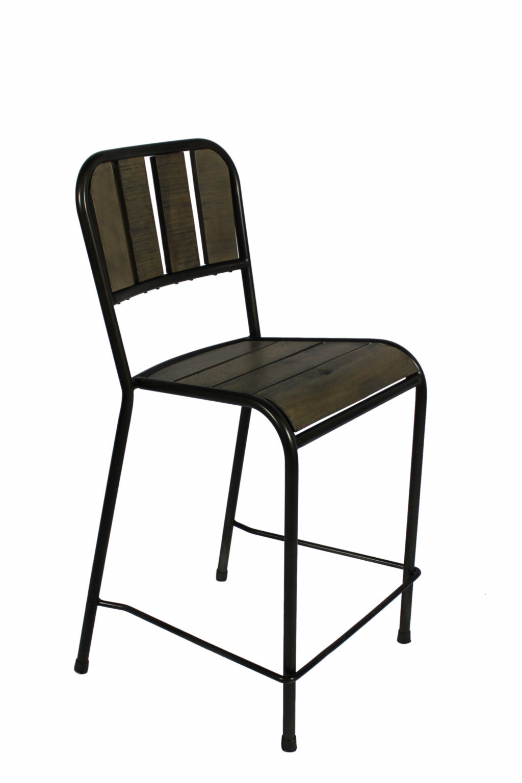37" Brown And Black Retro Reclaimed Wood and Metal Counter Height Bar Chair By Homeroots | Bar Stools | Modishstore - 2